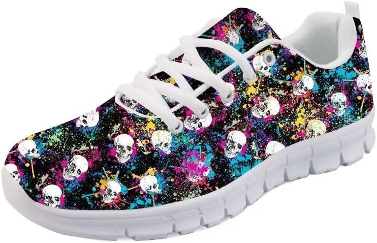 

Женские беговые кроссовки Forchrinse с принтом скелета в стиле тай-дай, унисекс, с черепом, для ходьбы, спорта, модные повседневные и спортивные обувь, Splatter Skeleton