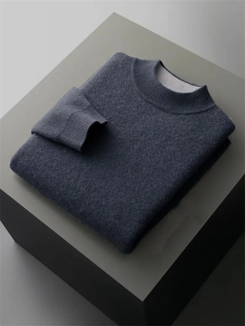 Мужской пуловер из 100% кашемира с высоким воротником, в стиле smart casual — фото 4
