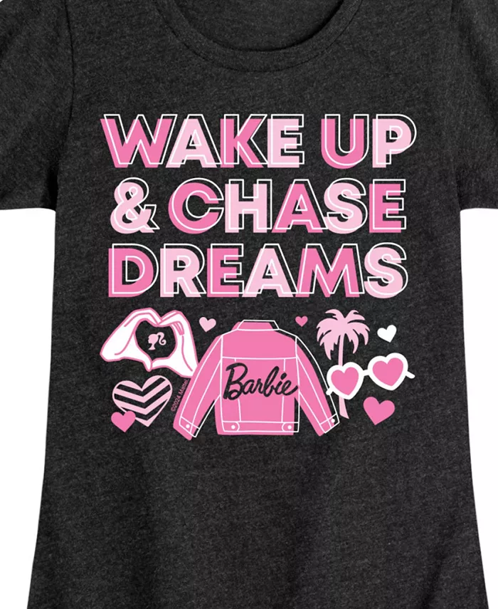 Футболка с коротким рукавом и принтом "Big Girls Wake Up Chase Dreams" Barbie, черный — фото 3
