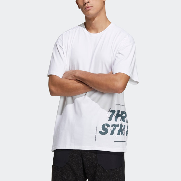 Футболка adidas Alphabet Printing Casual Round Neck Short Sleeve White, белый — фото 2