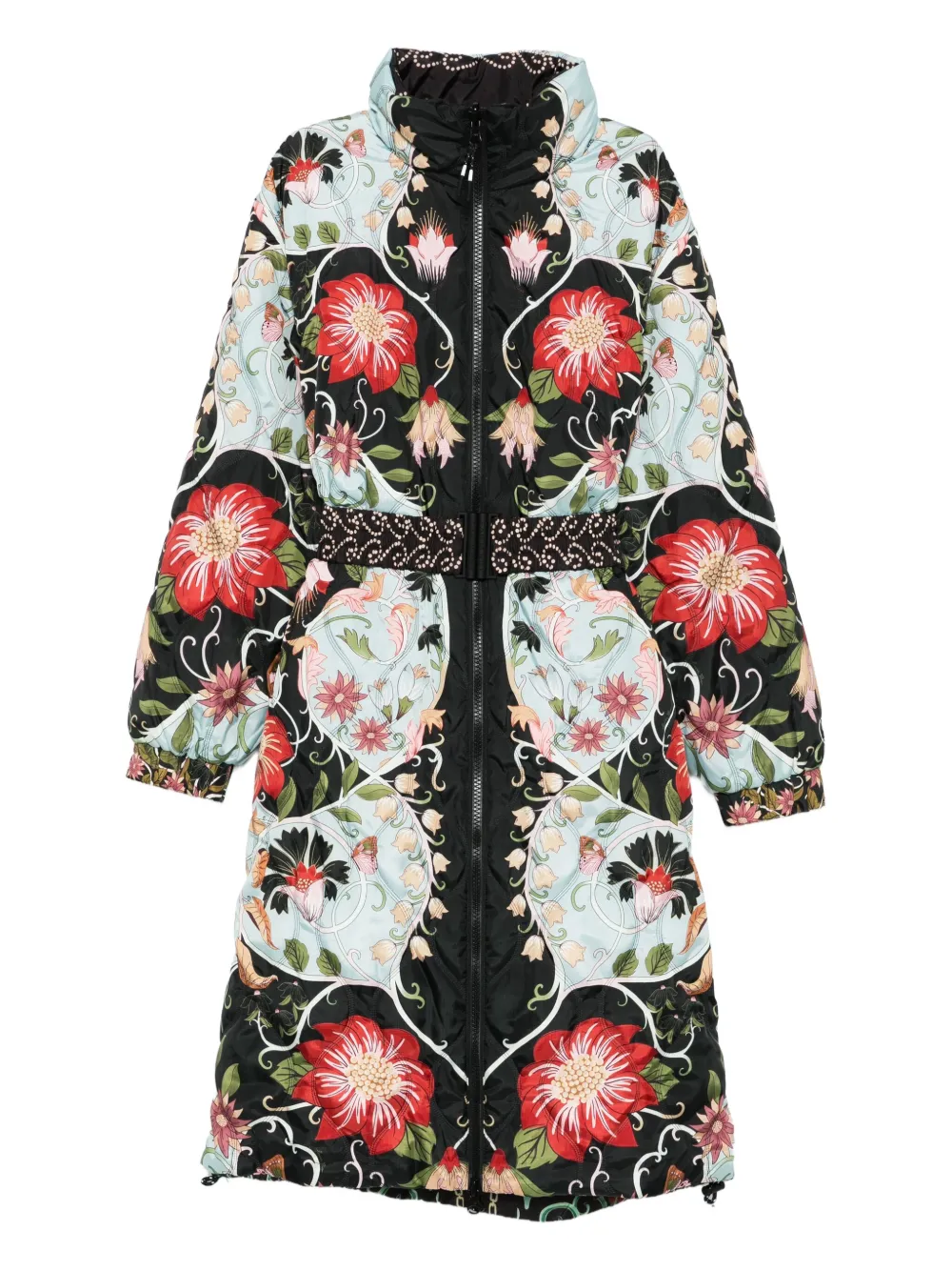 

Пальто с поясом и цветочным принтом FARM Rio, черный