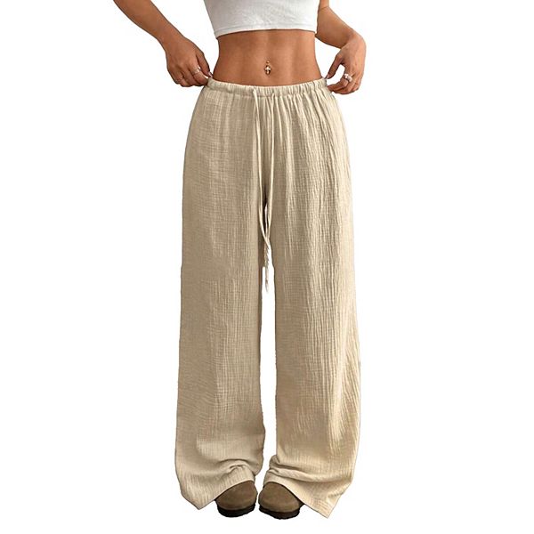 

Женские брюки с высокой талией и кулиской, свободного кроя Clearflower, Apricot