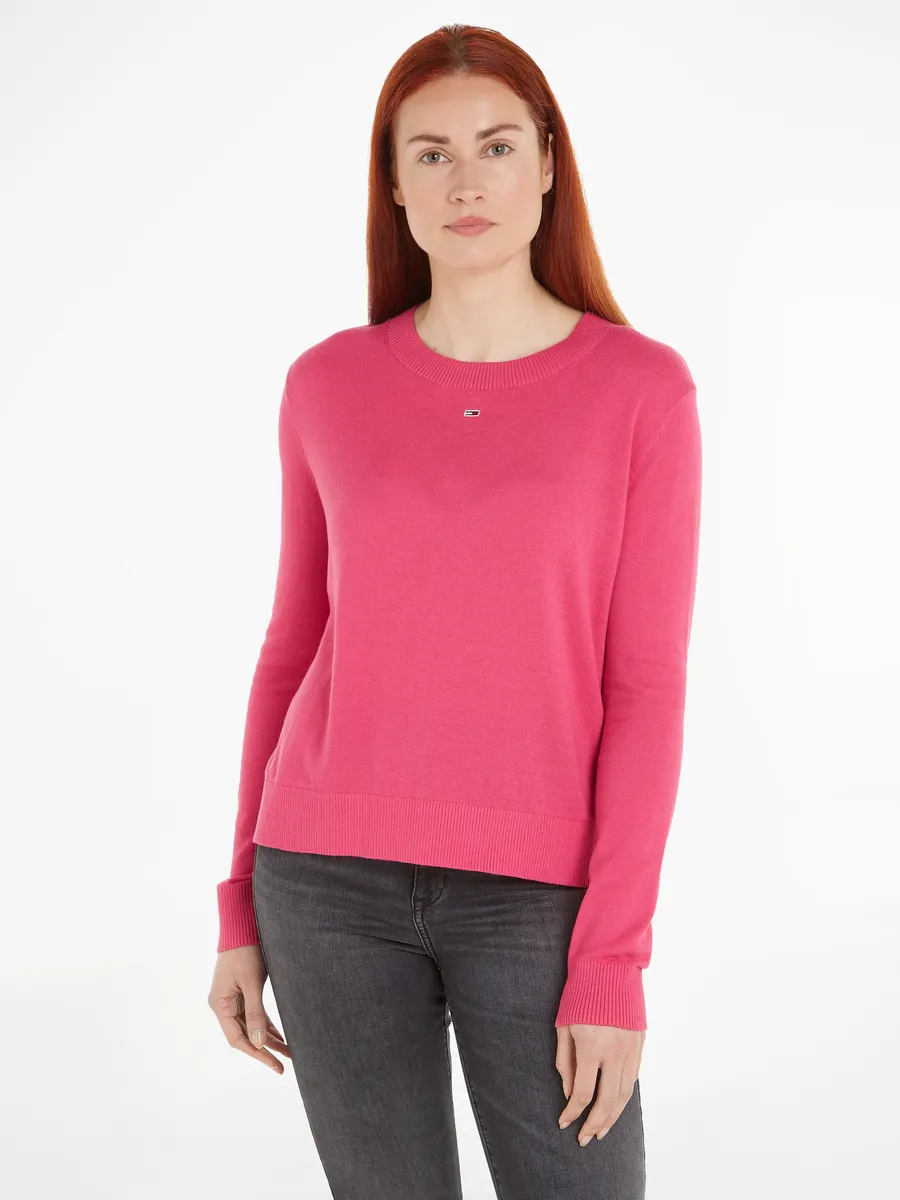 

Вязаный свитер Tommy Jeans "TJW ESSENTIAL CREW NECK SWEATER" с вышитым логотипом, цвет Pink_Alert