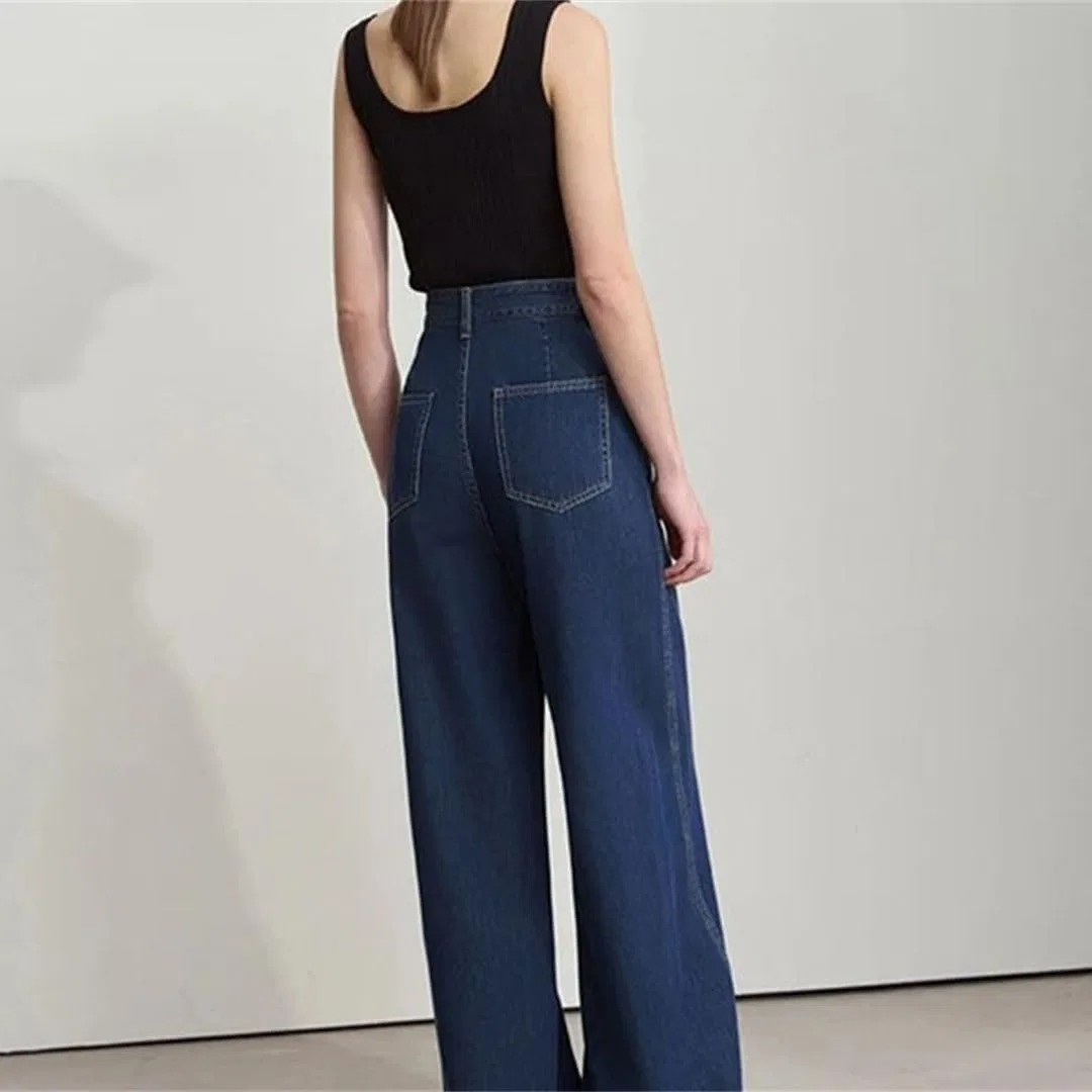 Джинсы из лиоцелла и хлопка, Wide Leg, Синий — фото 4