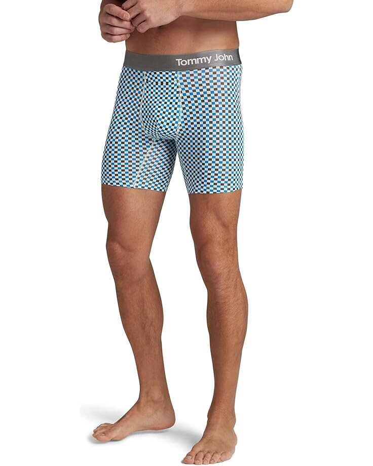 

Боксеры Tommy John Cool Cotton Mid-Length, цвет Fair Aqua Checkmate