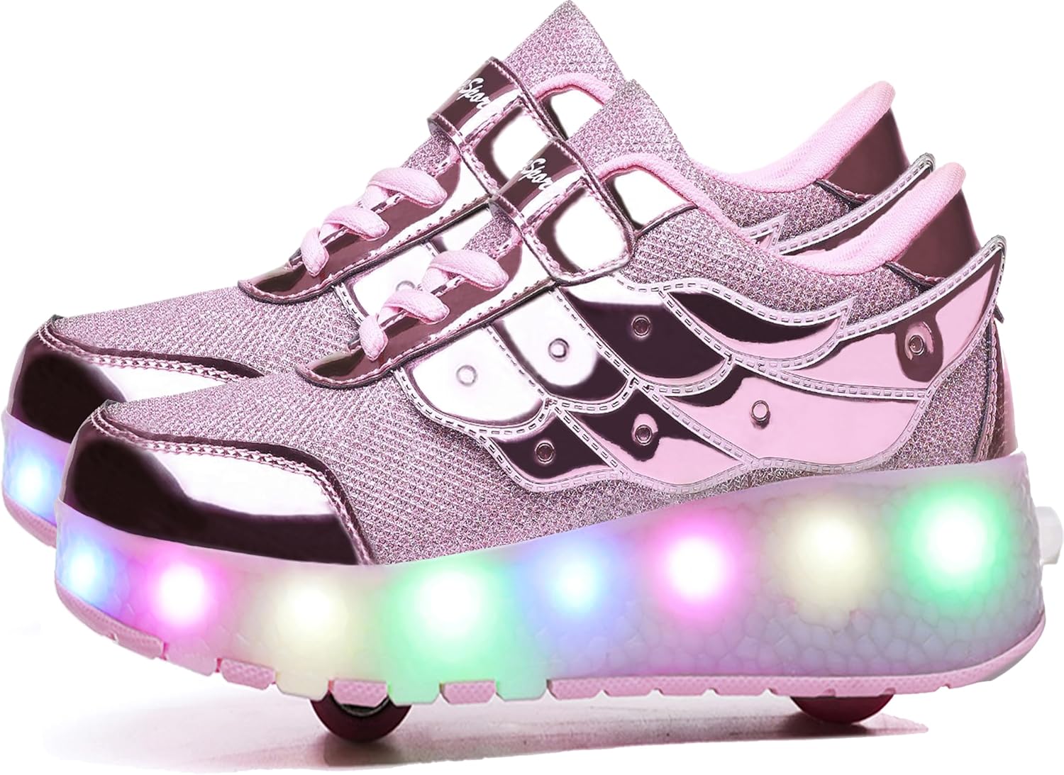 

Детские роликовые кроссовки Aikuass с USB-подзарядкой и светящейся LED-подсветкой для мальчиков и девочек, розовый