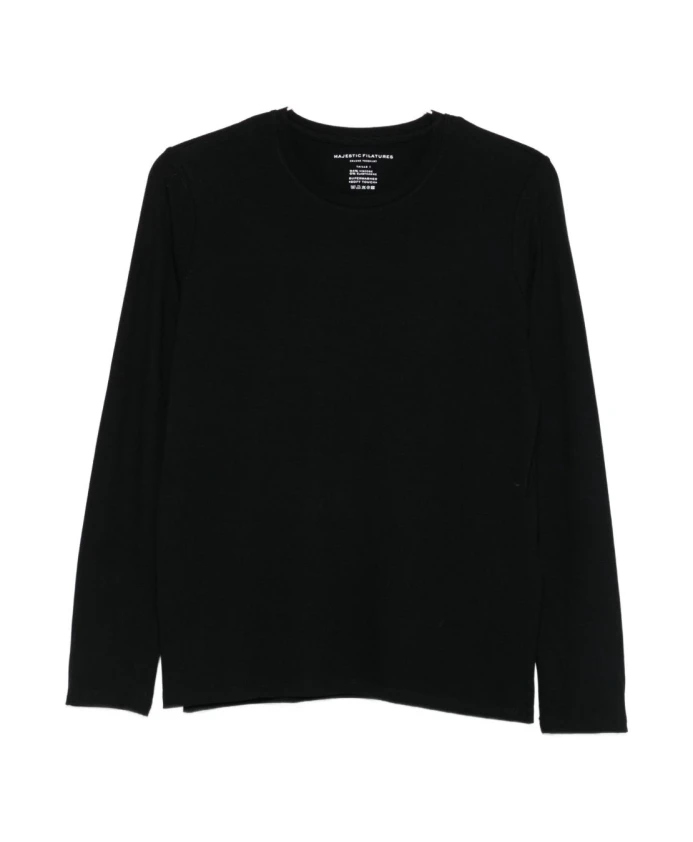 

Черная футболка с круглым вырезом и длинными рукавами Majestic Filatures, черный