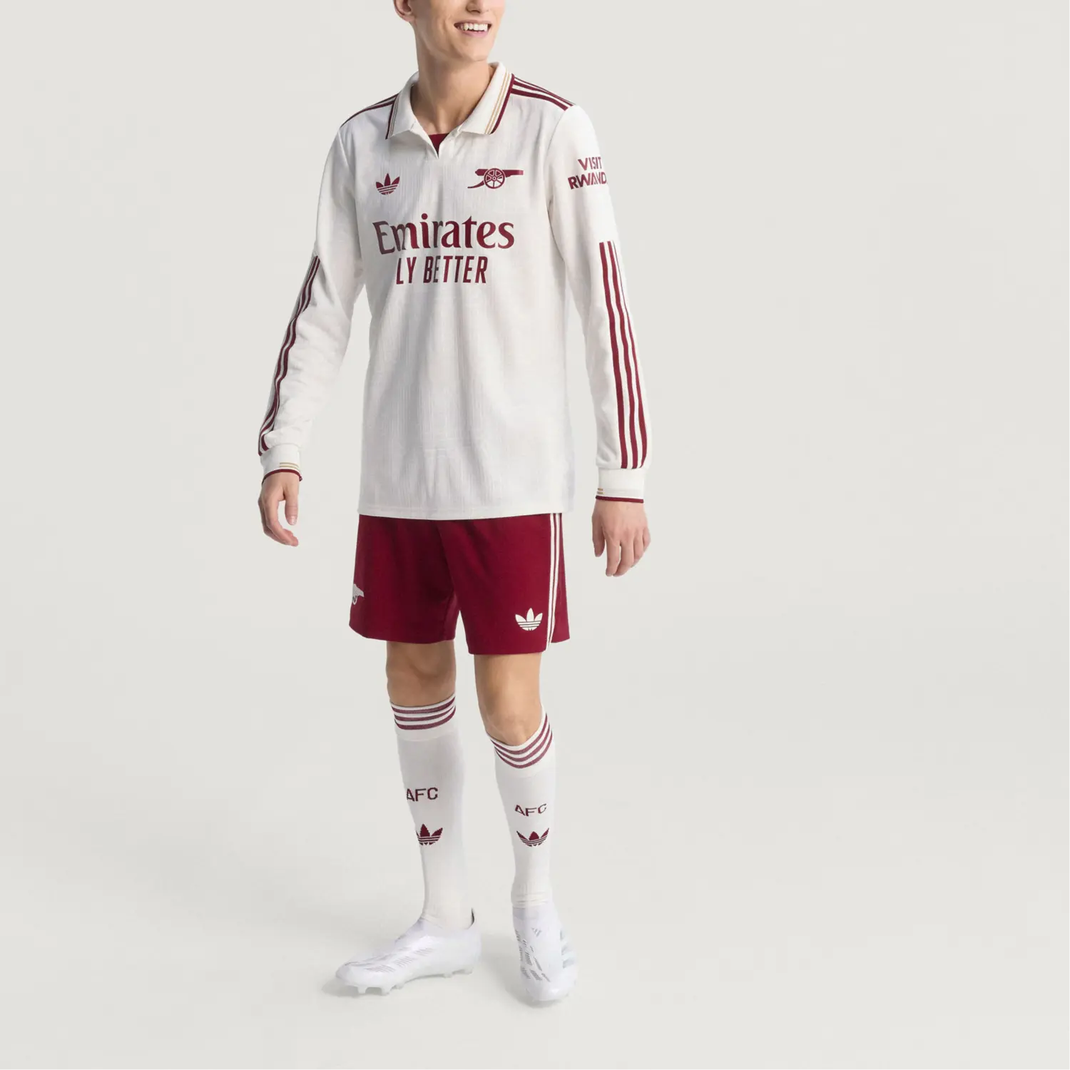 Футболка Adidas с длинным рукавом Arsenal 25/26 Third Authentic Adidas Originals, белый/красный — фото 3