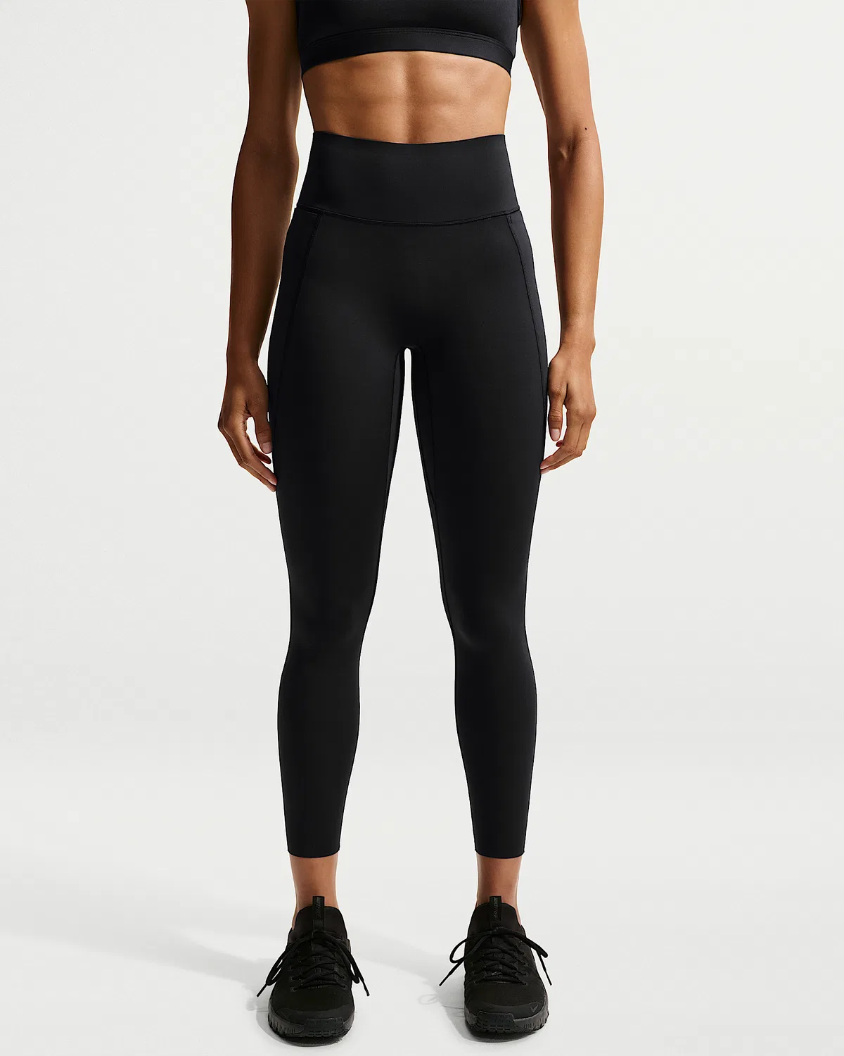 Женские леггинсы Nike Universa с высокой талией 7/8, без переднего шва, Black/Anthracite/Dark Smoke Grey — фото 2