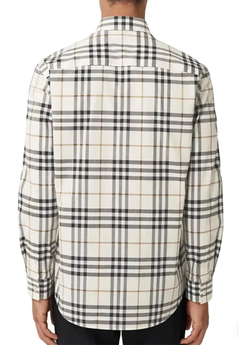 Рубашка Burberry мужская, цвет блокированный белый, модель 81043871 — фото 3