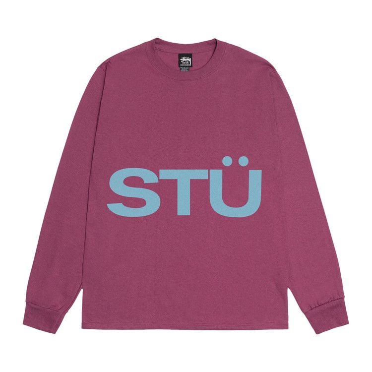 

Футболка Stussy All Caps Long-Sleeve Tee, Berry