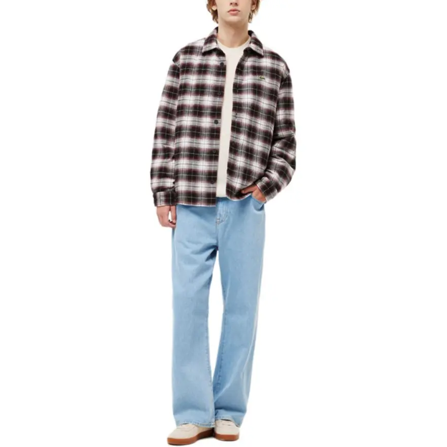 LACOSTE Куртка мужская красно-белая клетчатая, Red White Plaid — фото 4