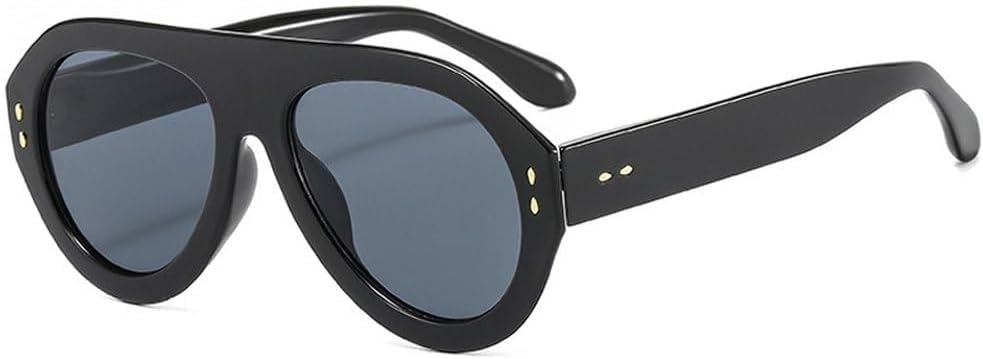 

Популярные модные солнцезащитные очки-пилот для женщин, защита от УФ-излучения UV400, ретро-стиль, заклепки, градиентный дизайн, модные мужские круглые солнцезащитные очки SKFGNX, Black Grey