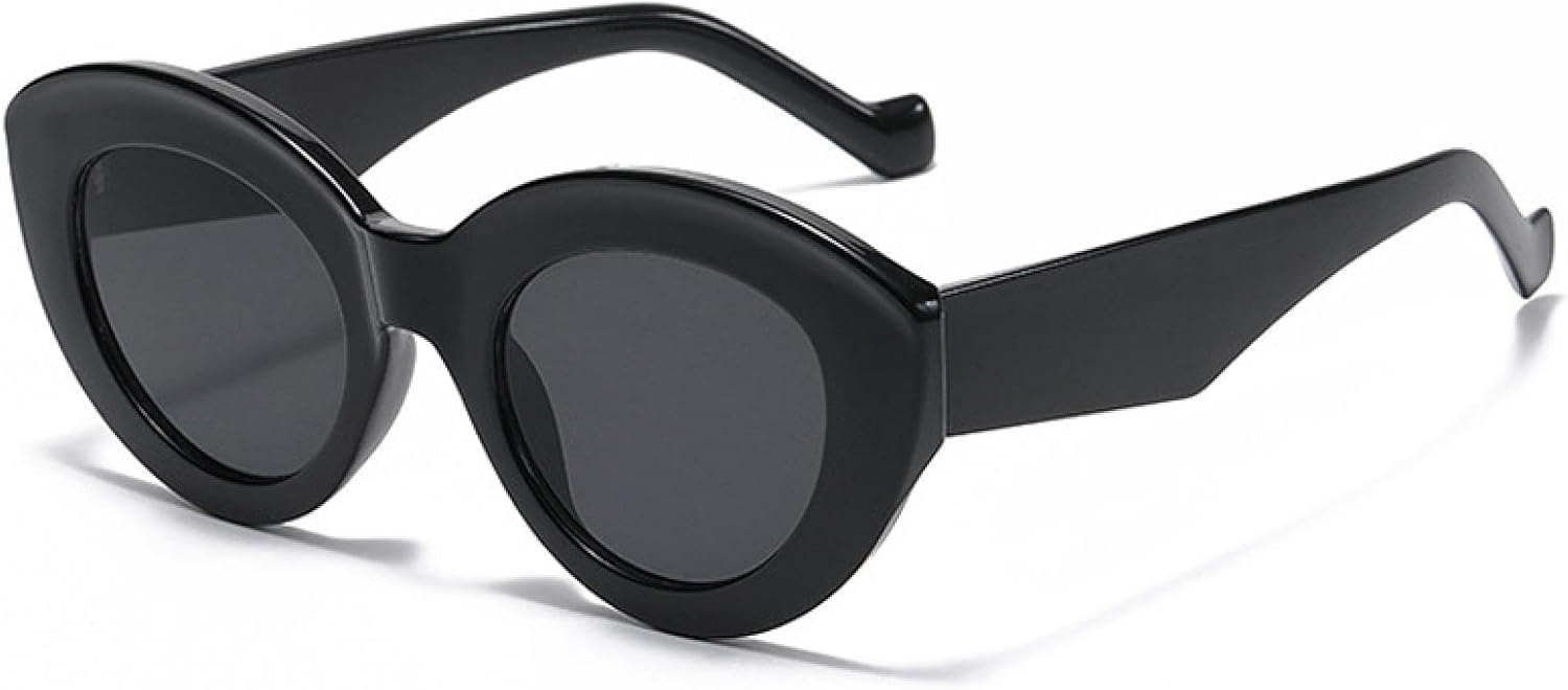 

Популярные модные большие солнцезащитные очки «кошачий глаз» для женщин, ретро-очки с леопардовым принтом, солнцезащитные очки UV400 для мужчин, овальные очки VVTWSSW, Glossy Black Grey