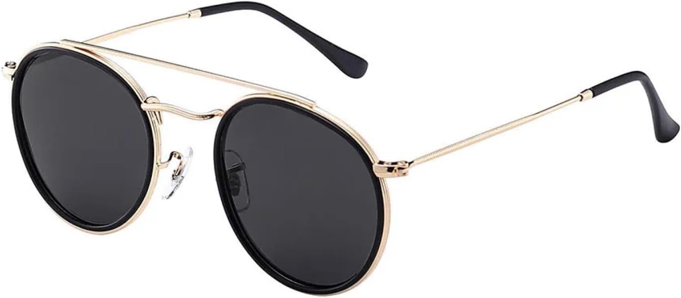 

Солнцезащитные очки с защитой от УФ-излучения UV400 | Круглая оправа с двойной перемычкой для мужчин и женщин | Линзы конфетных цветов для занятий спортом на открытом воздухе и вождения DSVIGF, C5 Grey