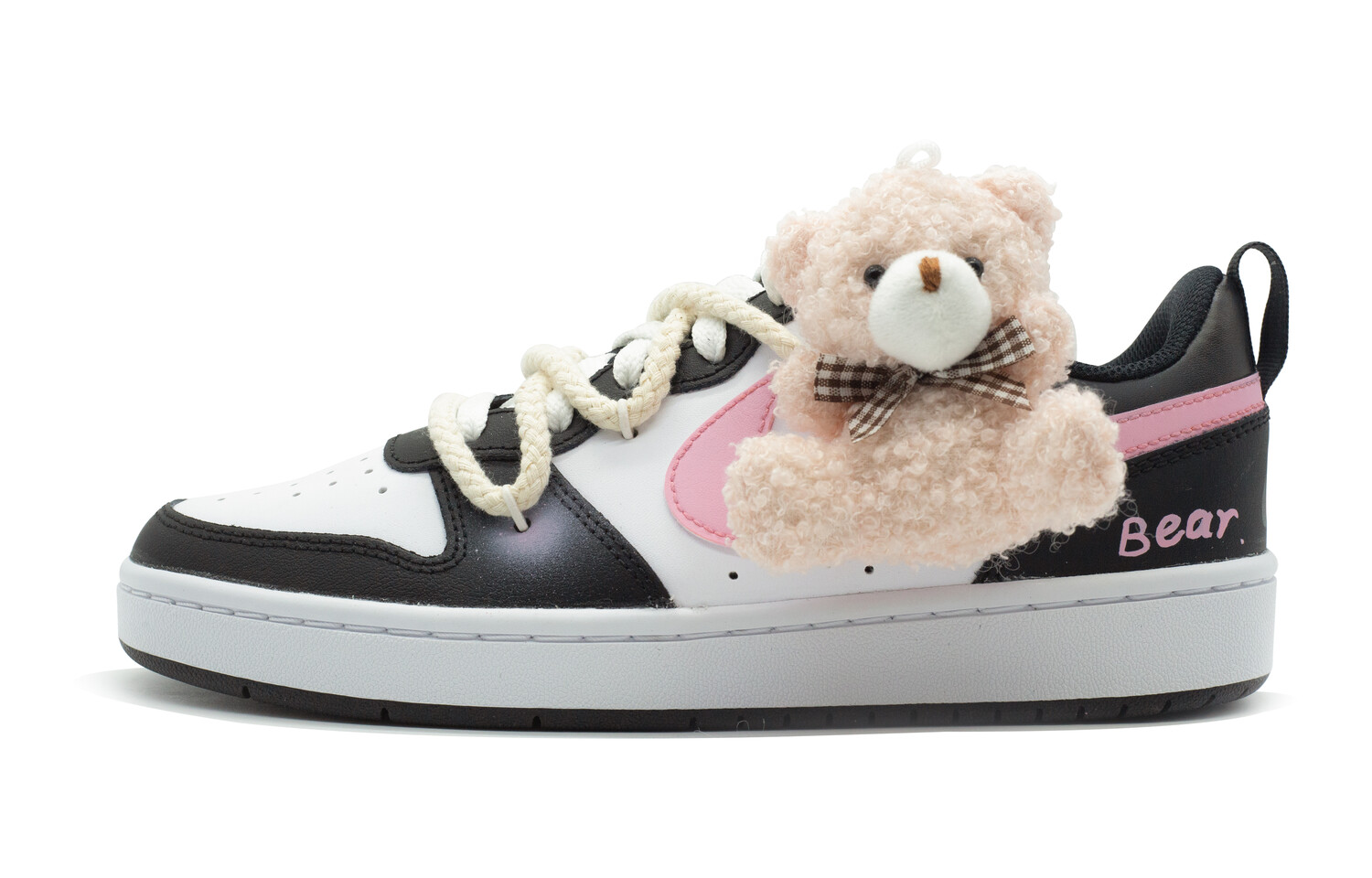 

Кроссовки Nike Court Borough Skateboard Shoes Women's Low-Top Black Pink, Черный, Кроссовки Nike Court Borough Skateboard Shoes Women's Low-Top Black Pink
