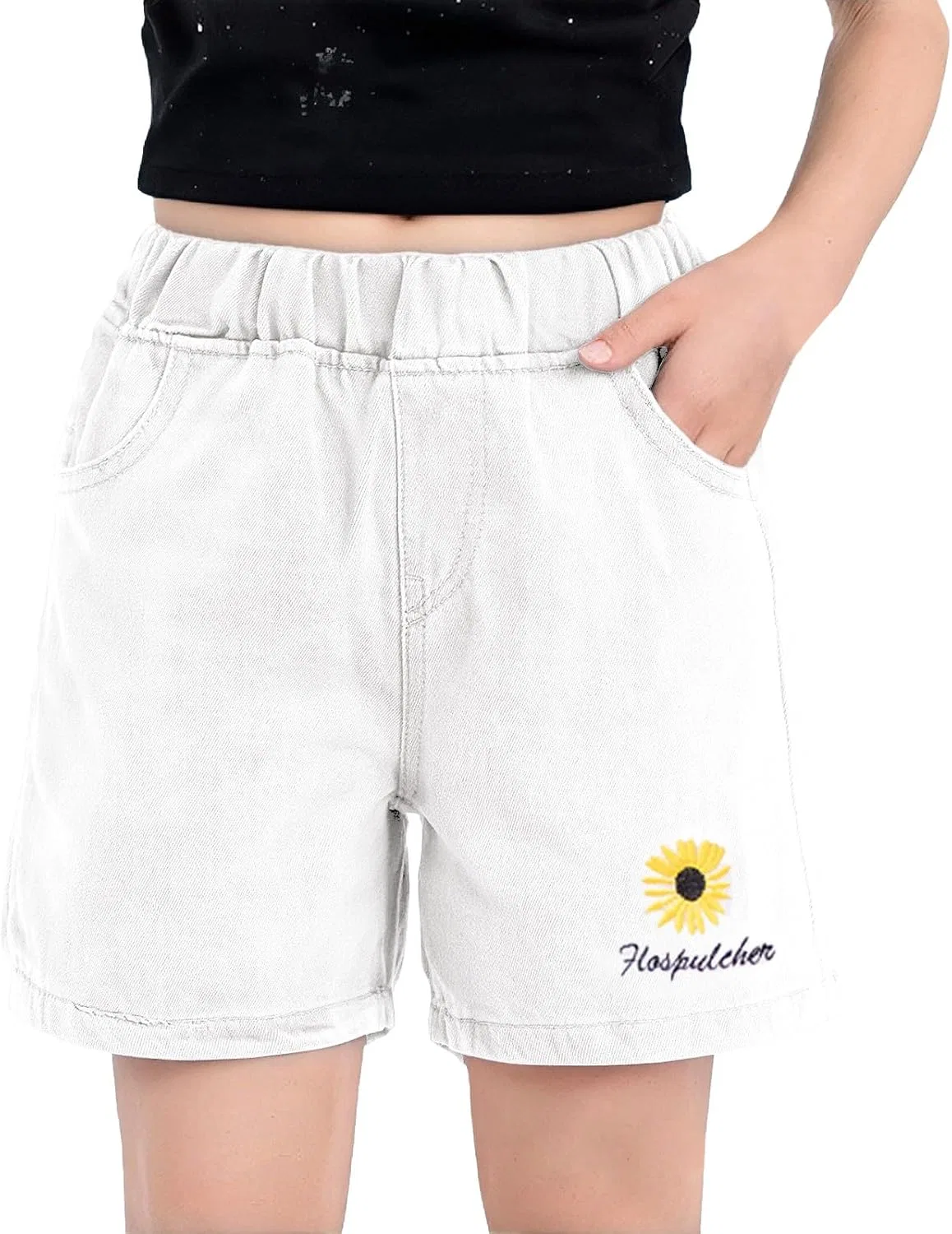 Детские шорты Active Flower Baggy с эластичным поясом, белый