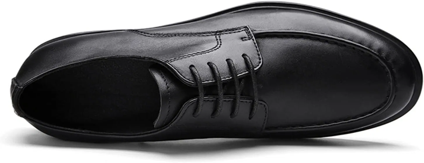 Туфли Kleid Oxford für Männer Schnüren-up-Schürze Zehenrunde Zehenschuhe Leder Low Top Anti-Rutsch Block Absatz Gummi Sole Nicht-Slip-Hochzeit Generic, Schwarz — фото 2