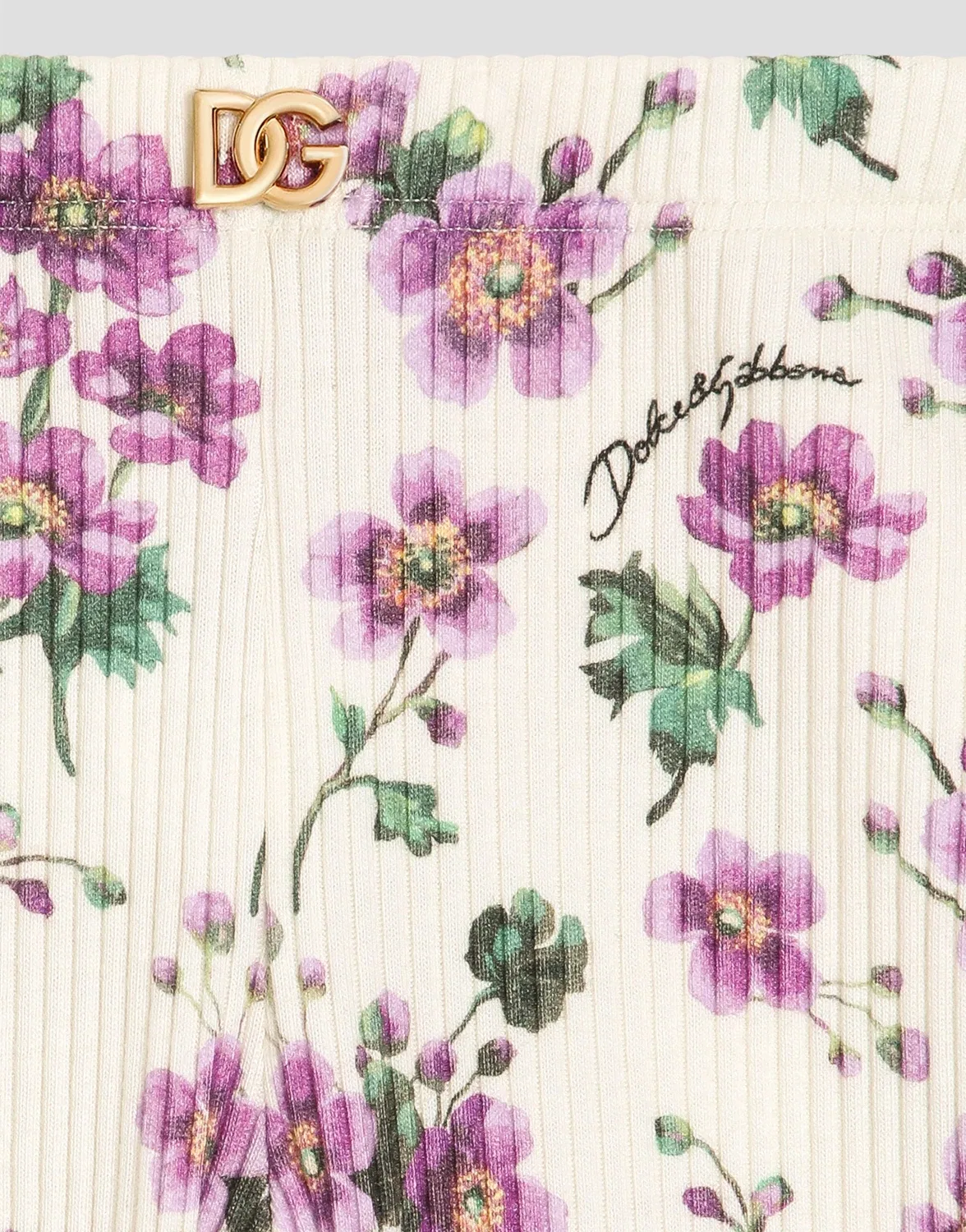 Рифленые брюки с принтом фиалок Dolce&Gabbana, белый — фото 3