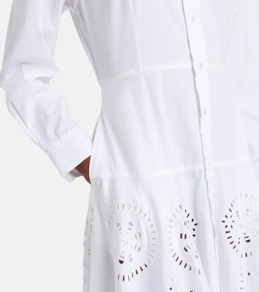 Платье-рубашка из хлопка Broderie anglaise Polo Ralph Lauren, белый — фото 4