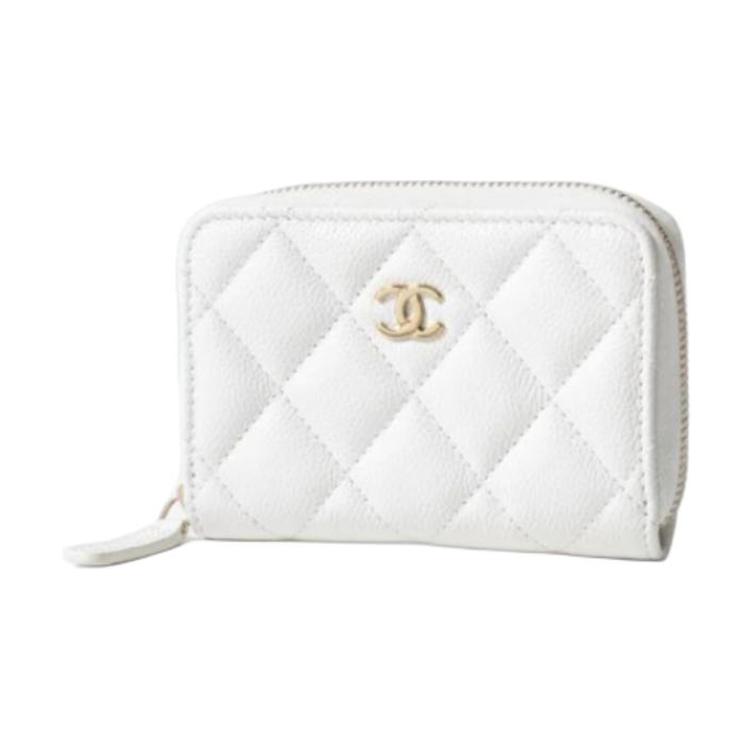 CHANEL Миниатюрный кошелек из мягкой овчины женский белый — фото 2