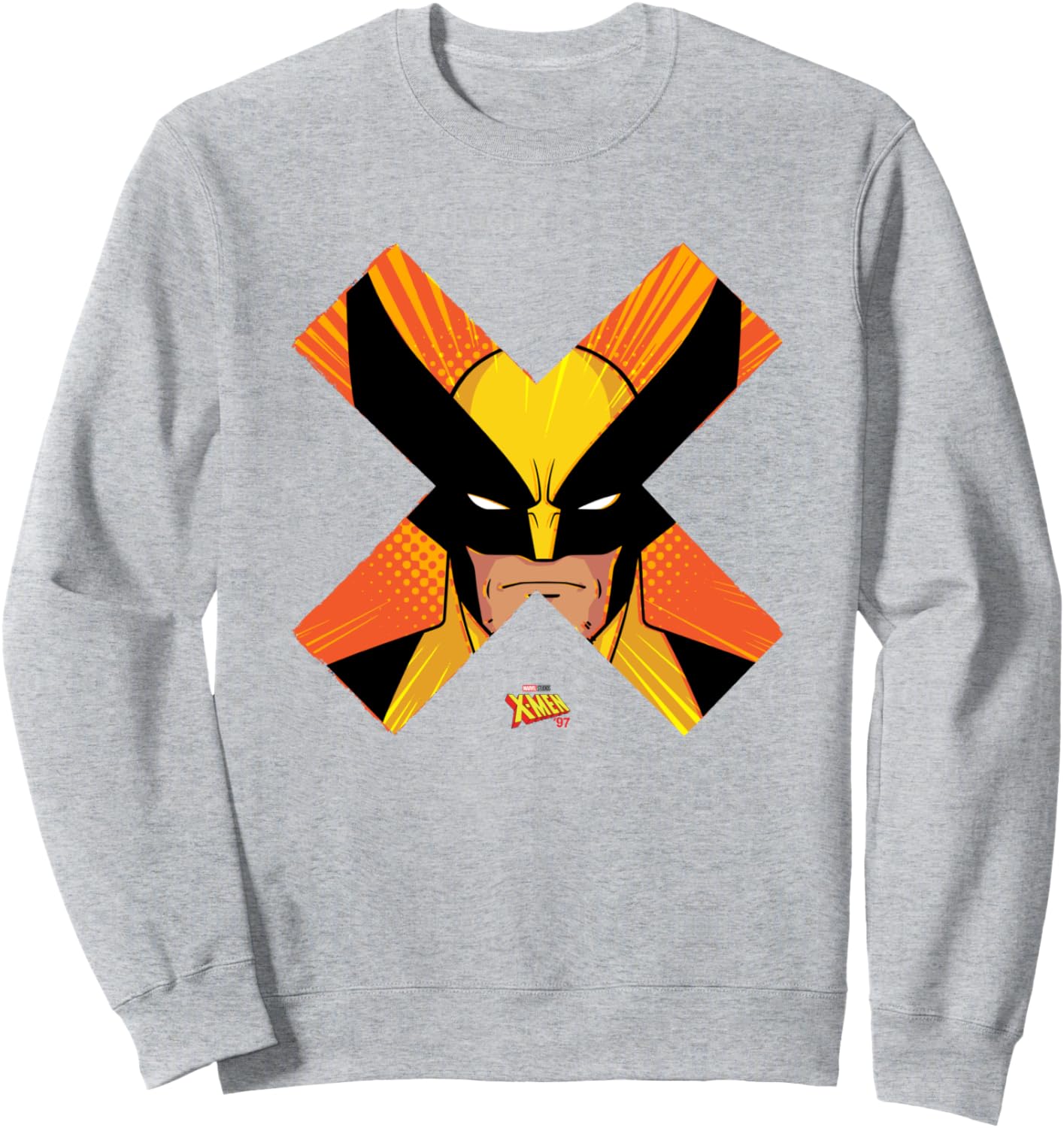 

Толстовка Marvel X-Men '97 с крупным планом лица Росомахи и ретро-логотипом X, серая, Серый, Толстовка Marvel X-Men '97 с крупным планом лица Росомахи и ретро-логотипом X, серая