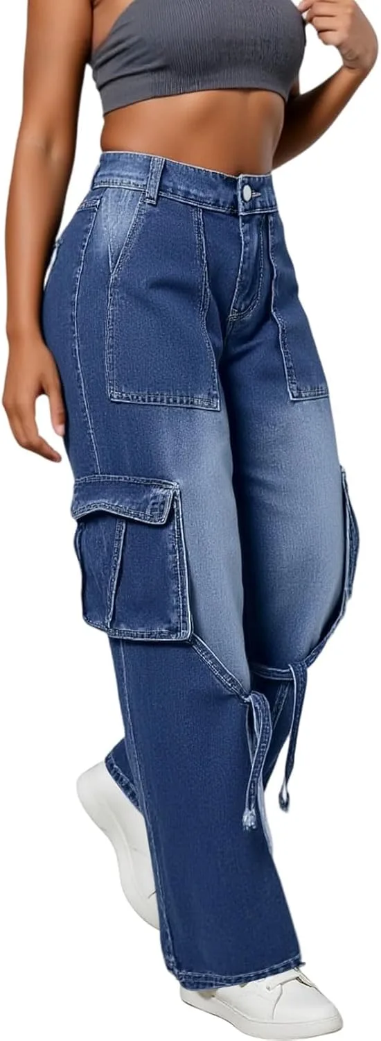 

Прямые джинсы Cuyulitcik для женщин Plus Size с высокой посадкой QERINTE