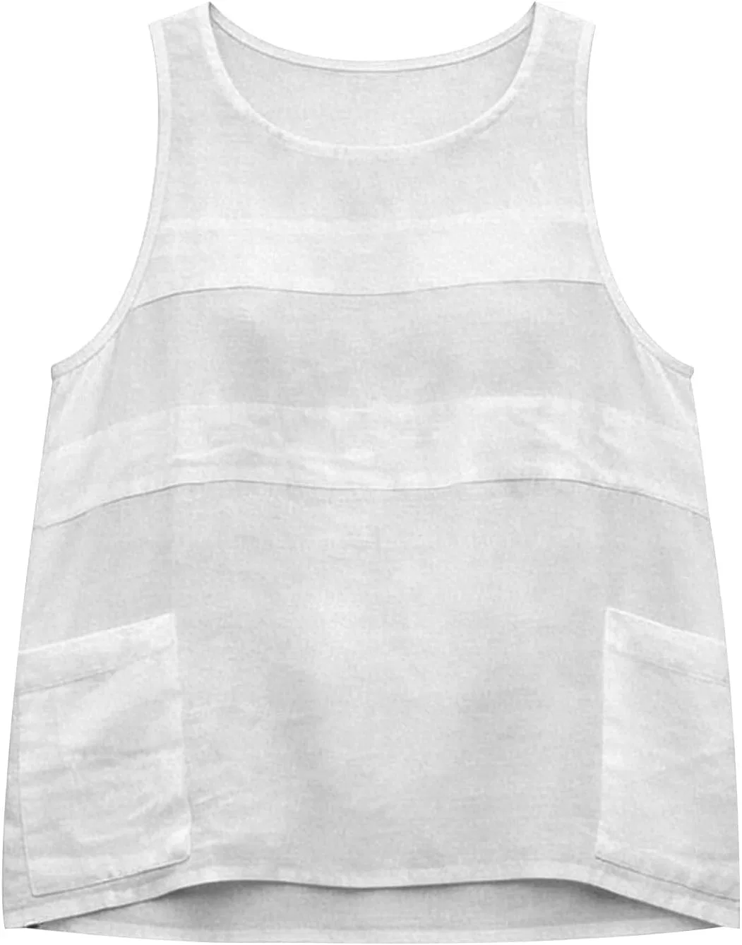 Женский топ без рукавов с карманом, White — фото 4