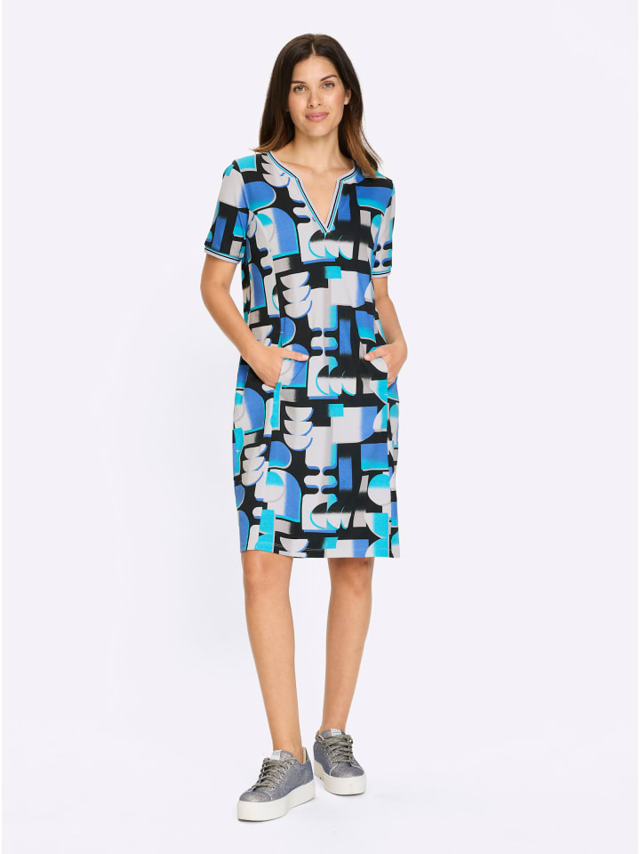 

Платье-свитшот с принтом бирюзового и черного цветов Sieh an!