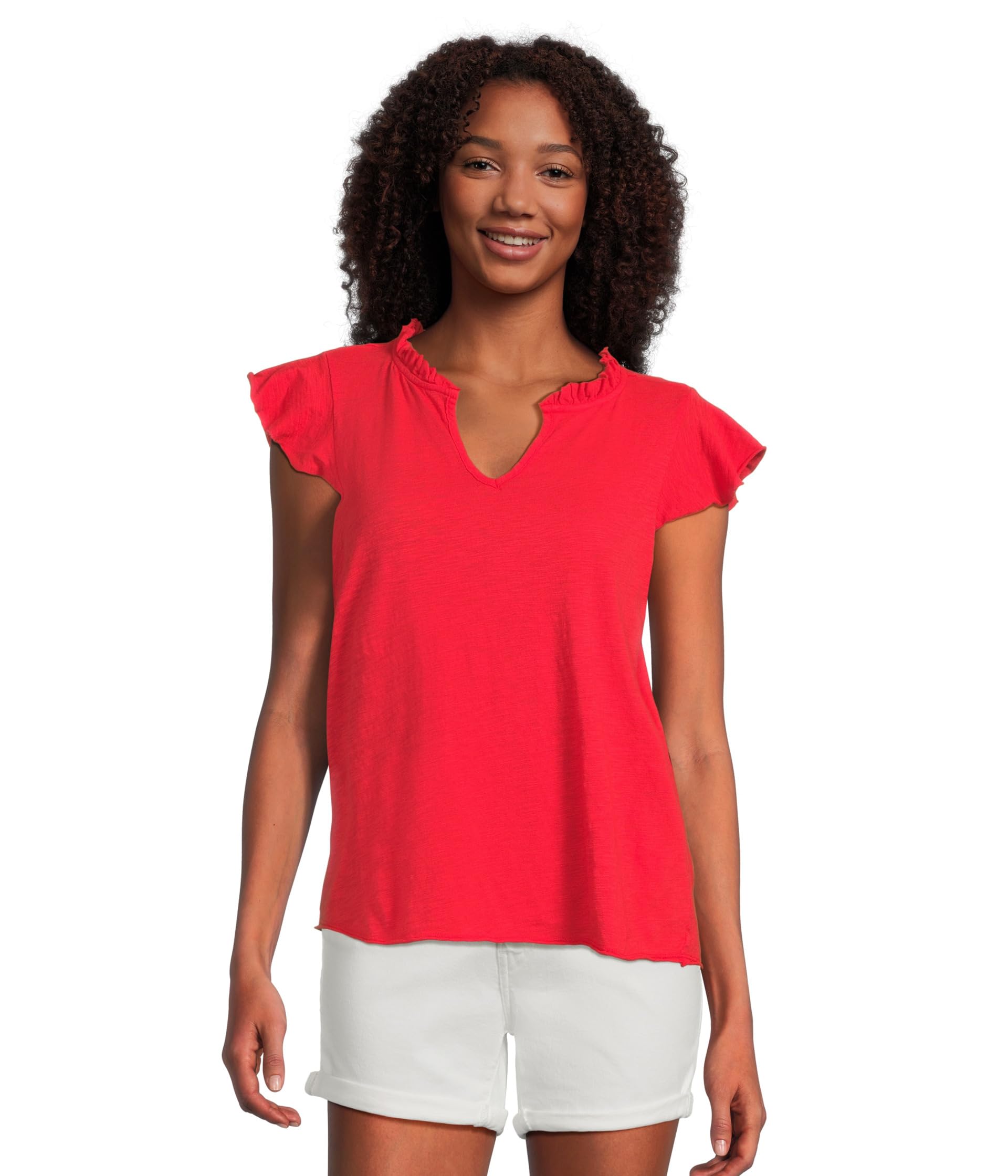 

Топ Mod-o-doc Sleeveless Ruffle Top, Rich Apple