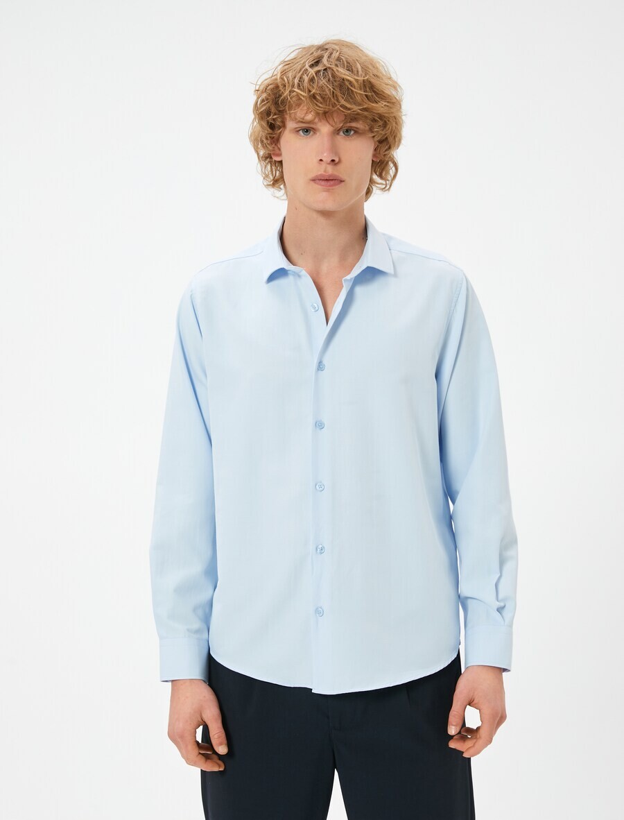 

Повседневная рубашка Koton Regular fit Button Up Shirt, светло-синий