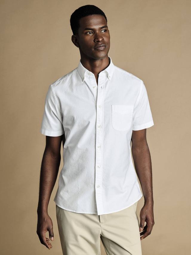 

Хлопковая рубашка с коротким рукавом и отложным воротником Regular Fit Charles Tyrwhitt, White