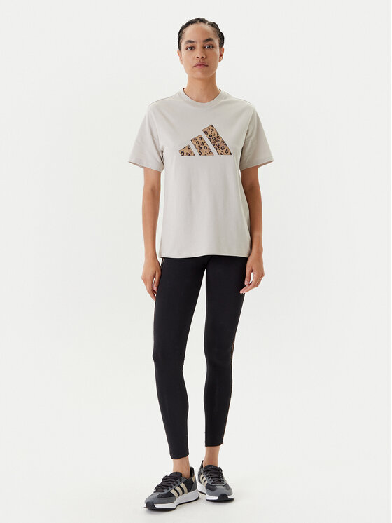 Облегающие леггинсы Leopard 3-Stripes JW7307 Adidas, черный — фото 2