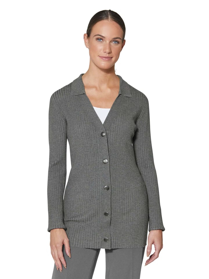 

MADELEINE Простой кардиган с длинными рукавами серо-меланжевого цвета