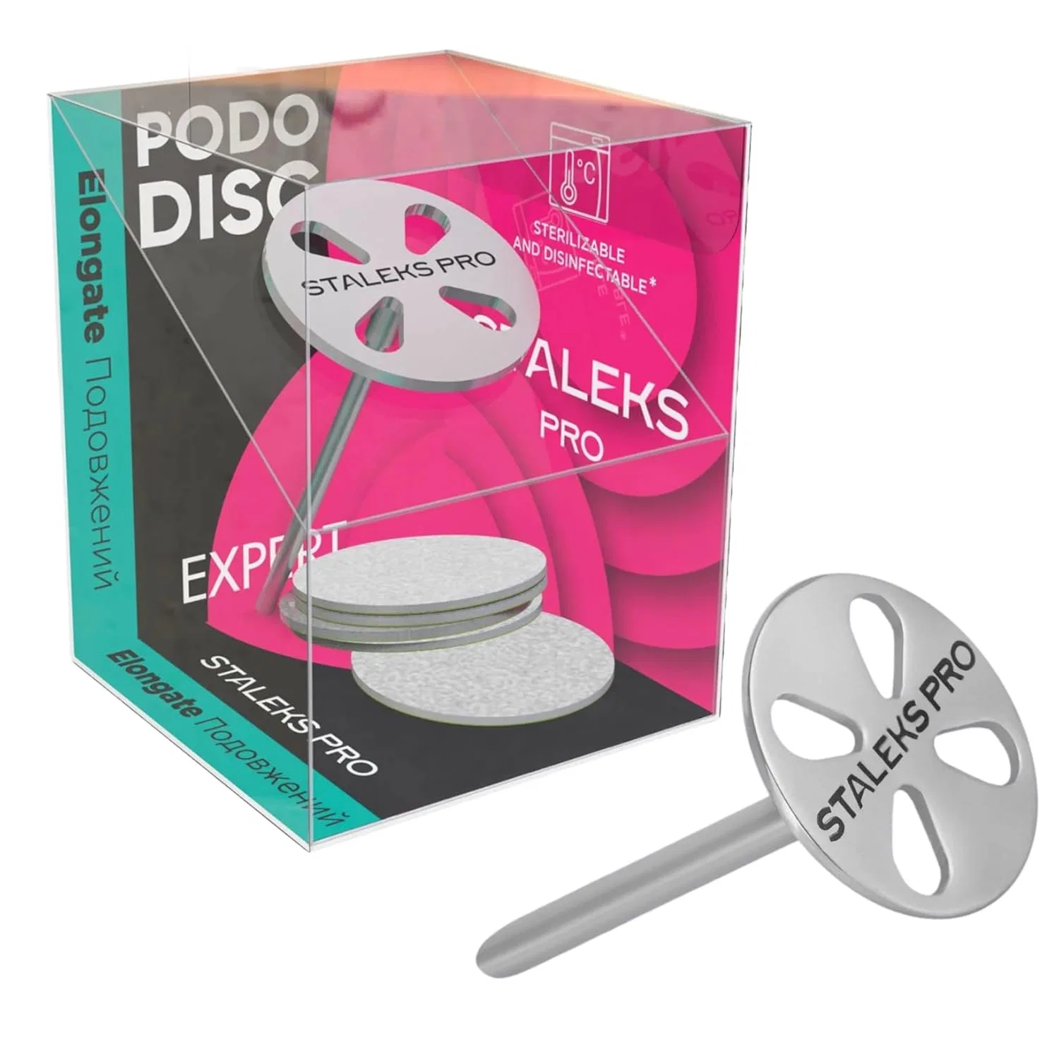 Педикюрный диск Staleks Pododisc Expert из нержавеющей стали с 5 одноразовыми накладками 180 грит, диаметр 20 мм Staleks Pro