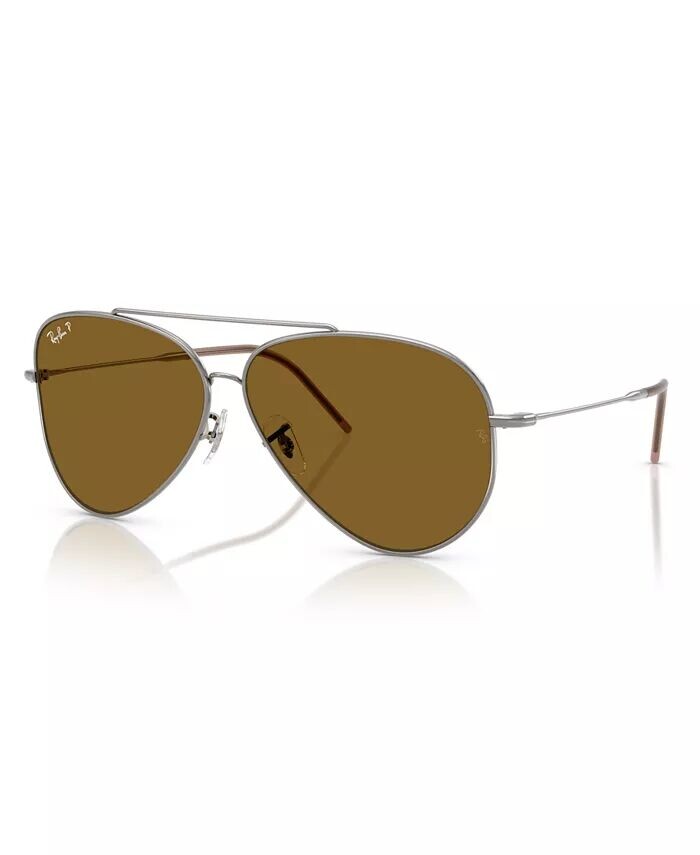 

Мужские и женские поляризационные солнцезащитные очки Aviator Reverse RBR0101S Ray-Ban, коричневый