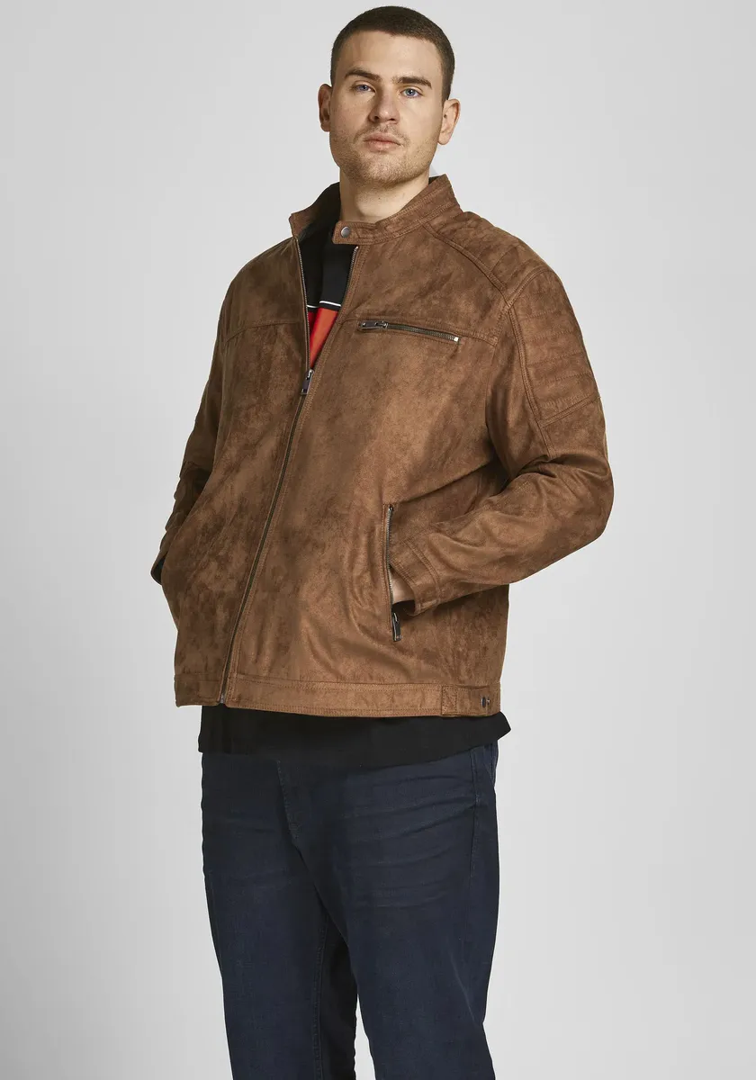 

Байкерская куртка Jack & Jones PlusSize "ROCKY JACKET", до размера 6XL, цвет Cognac
