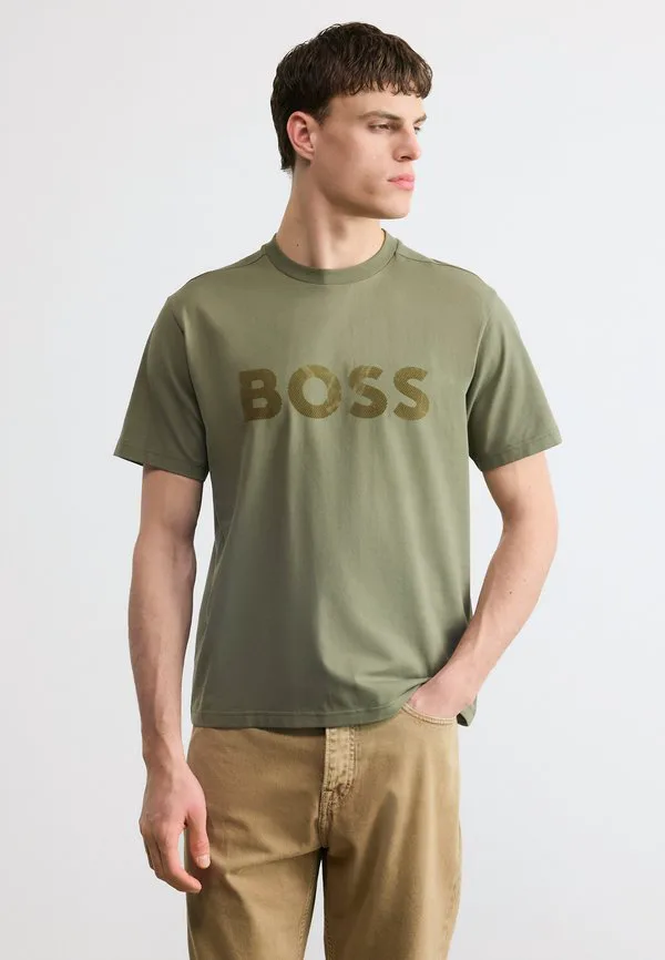 Футболка с культовым логотипом Boss, Khaki Seven