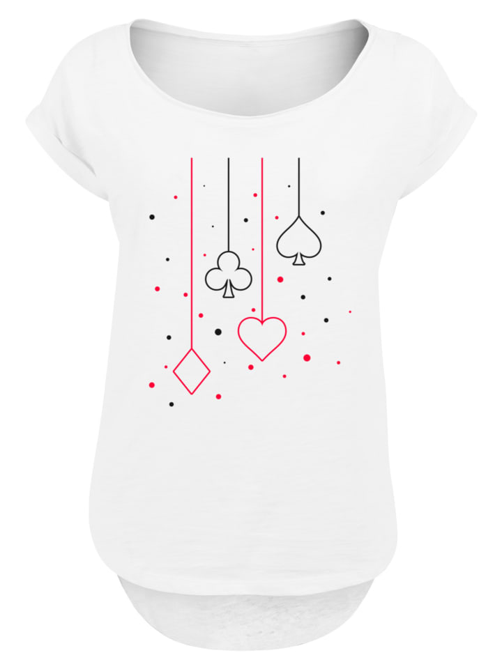 

F4NT4STIC Футболка с удлиненным кроем, на которой белым цветом изображены игральные карты треф, пик, червей и бубен