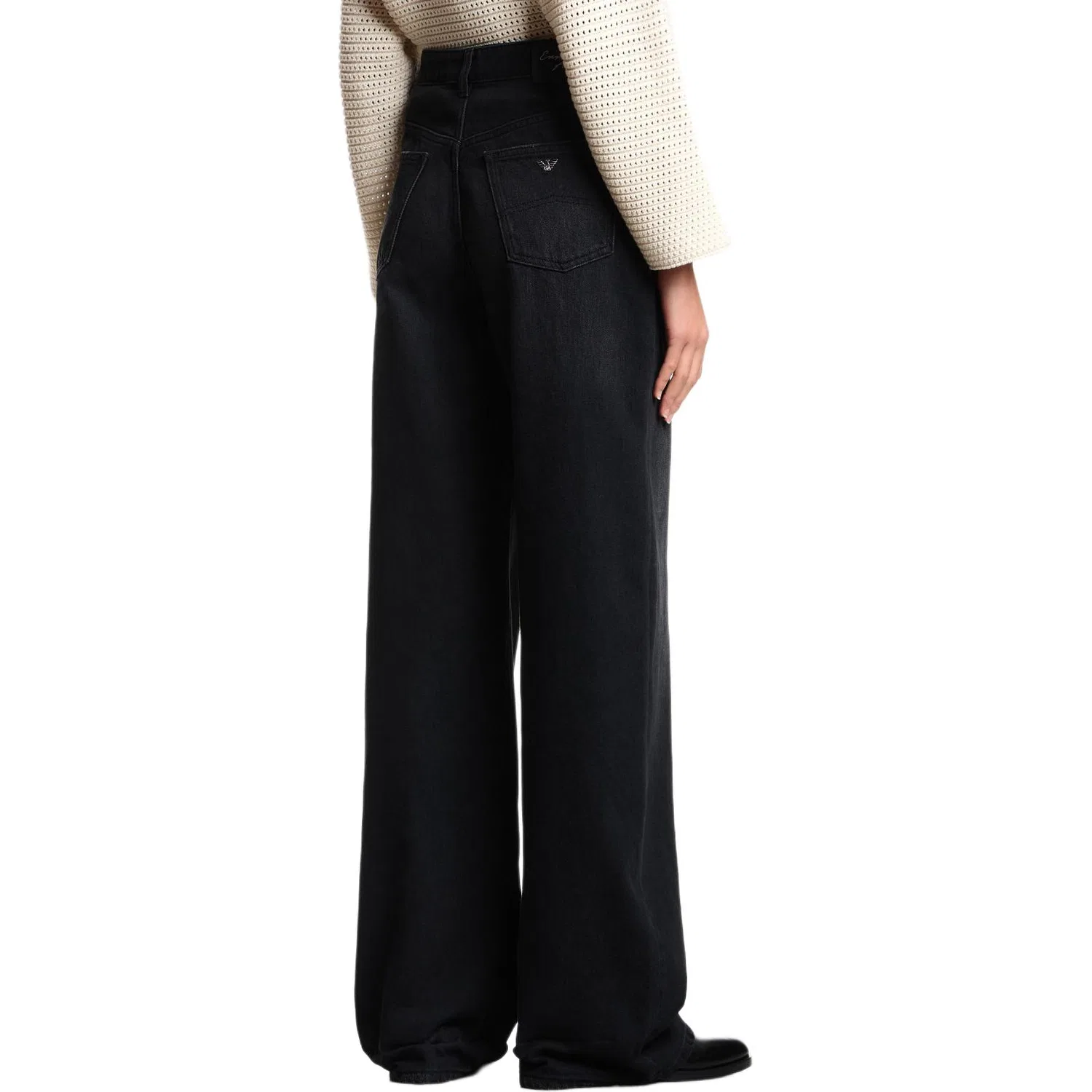 Джинсы свободного кроя с эффектом винтажа Emporio Armani J8B черные — фото 3