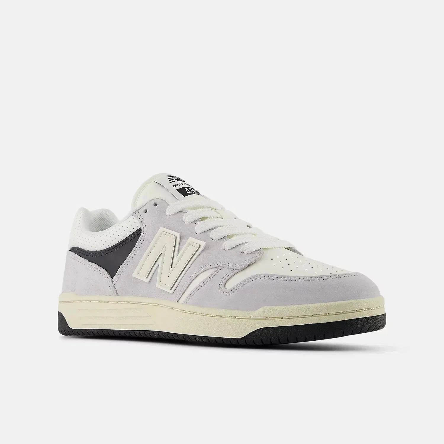 Мужские кроссовки New Balance 480 BB480PEG, серые с белыми вставками, кожаные, повседневная обувь, SHOP162