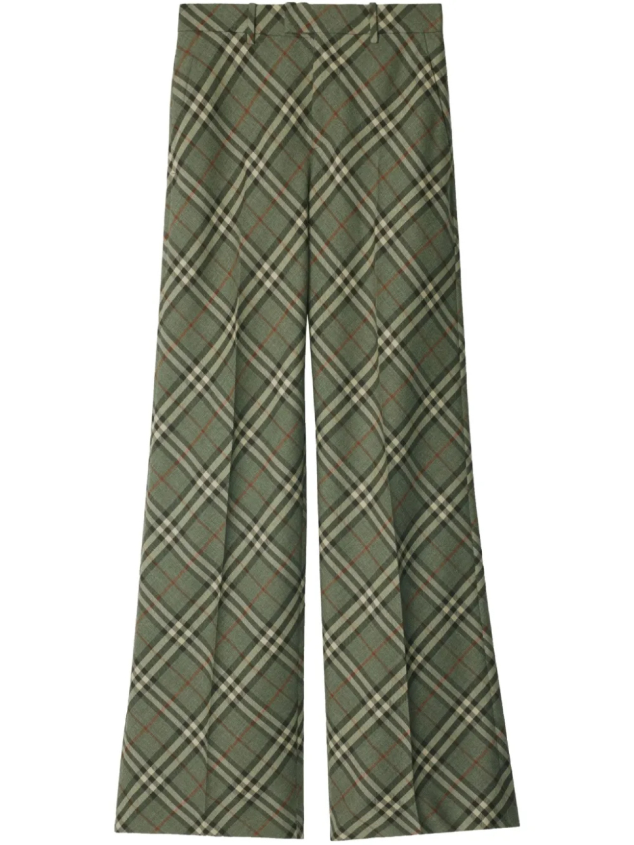 

Шерстяные брюки строгого кроя в клетку Burberry, зеленый