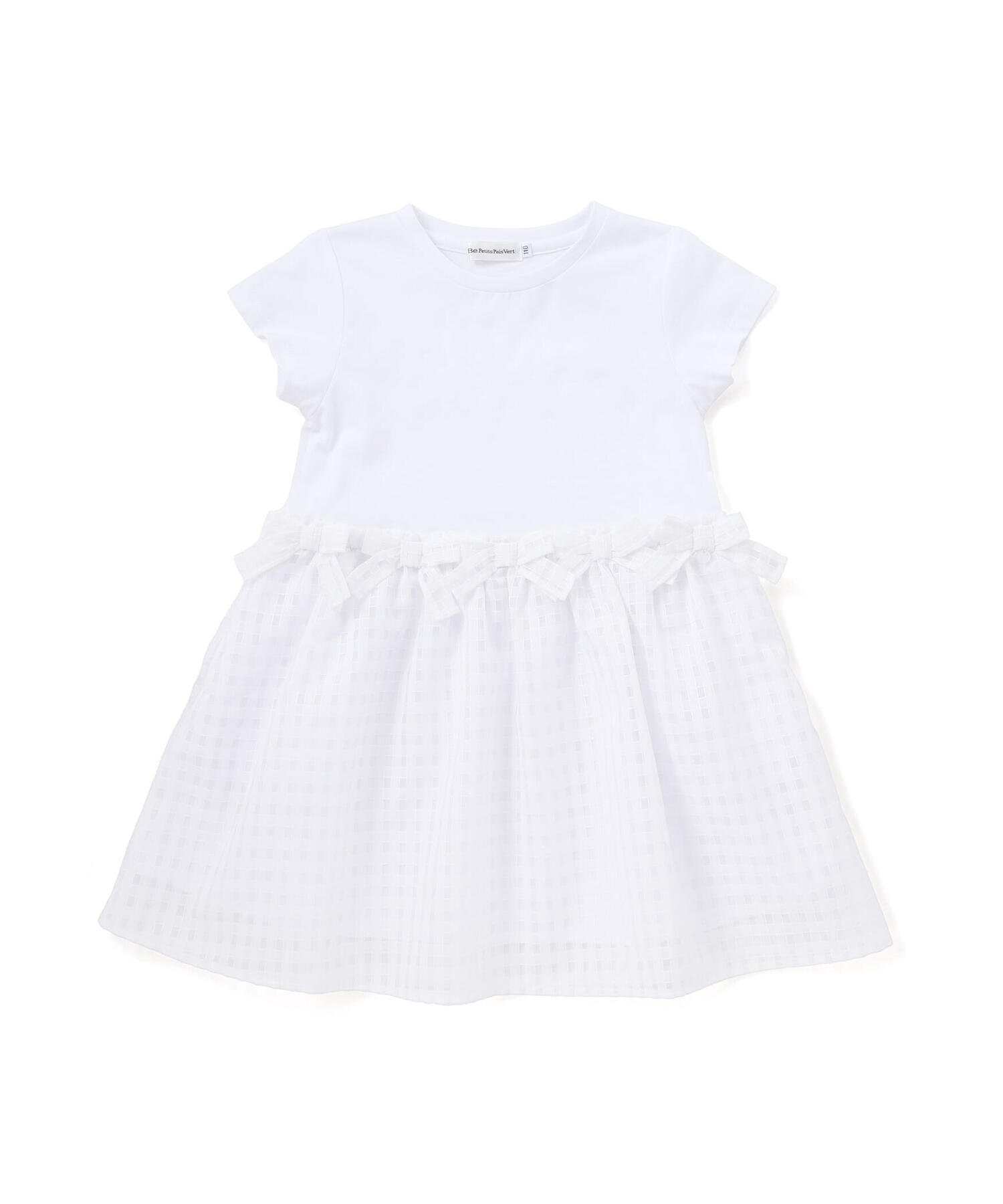 Футболка из джерси + платье в клетку (размеры 95-150 см) BeBe Petits Pois Vert, White — фото 4