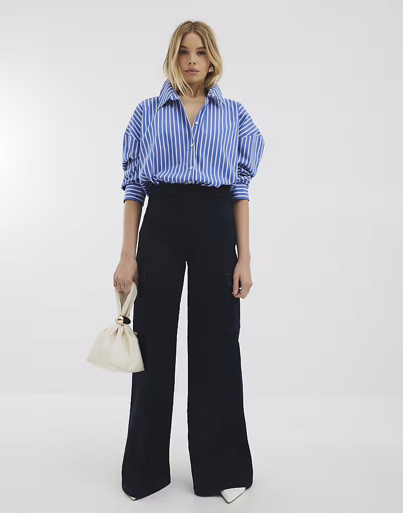 

Джинсы карго River Island Super Wide Leg из денима - темные