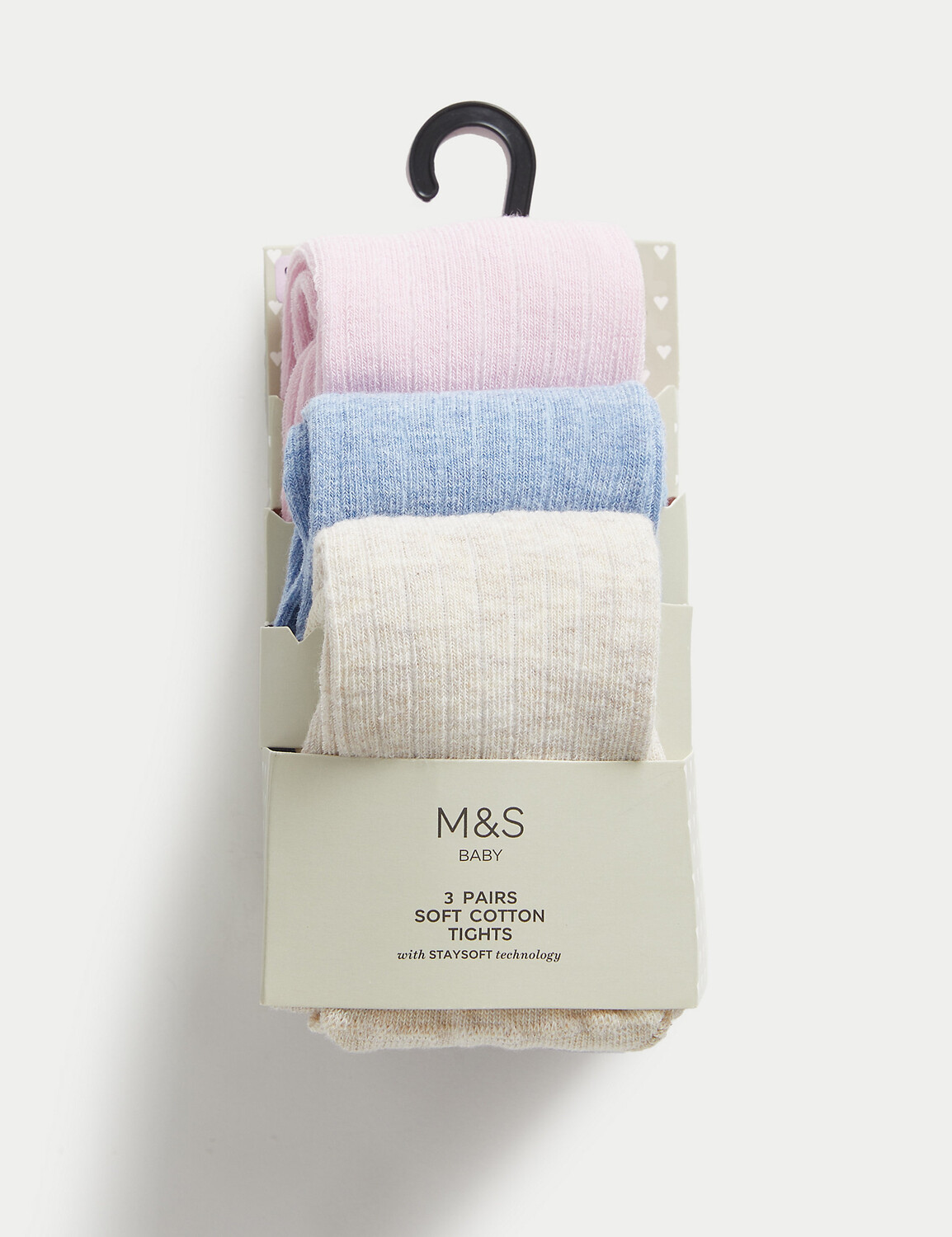

3 пары хлопковых колготок в рубчик (0–3 года) Marks & Spencer, мульти