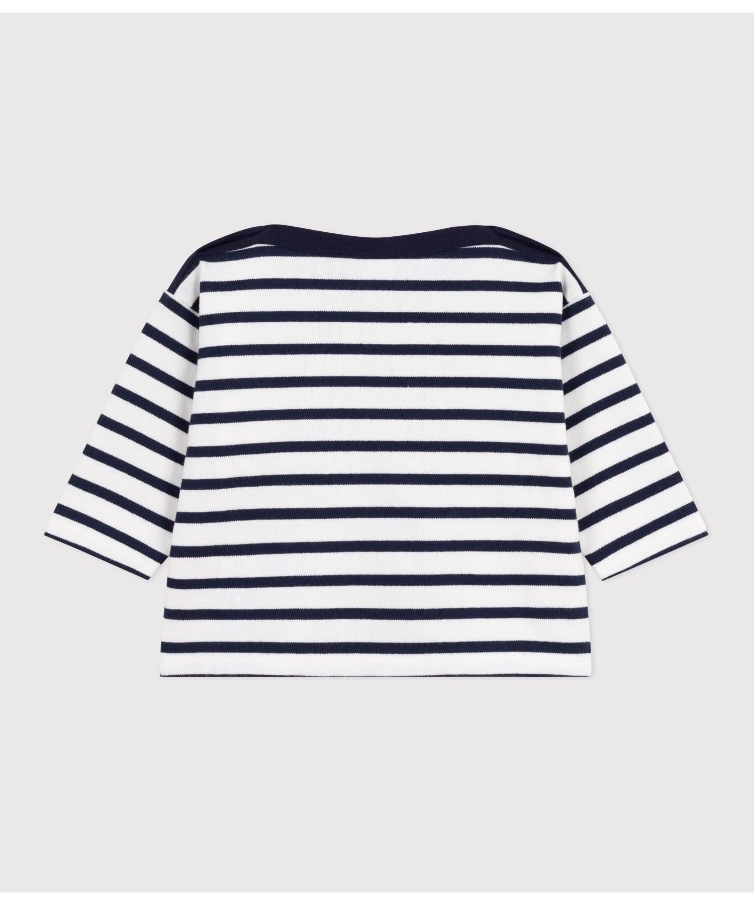 Пуловер мариньер PETIT BATEAU, Off-white/Navy — фото 2
