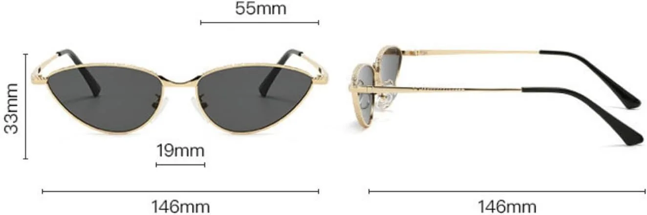 

Солнцезащитные очки Willochra Triangle Cat Eye для женщин, модные солнцезащитные очки в стиле ретро с металлической оправой и защитой от УФ-излучения UV400, C5