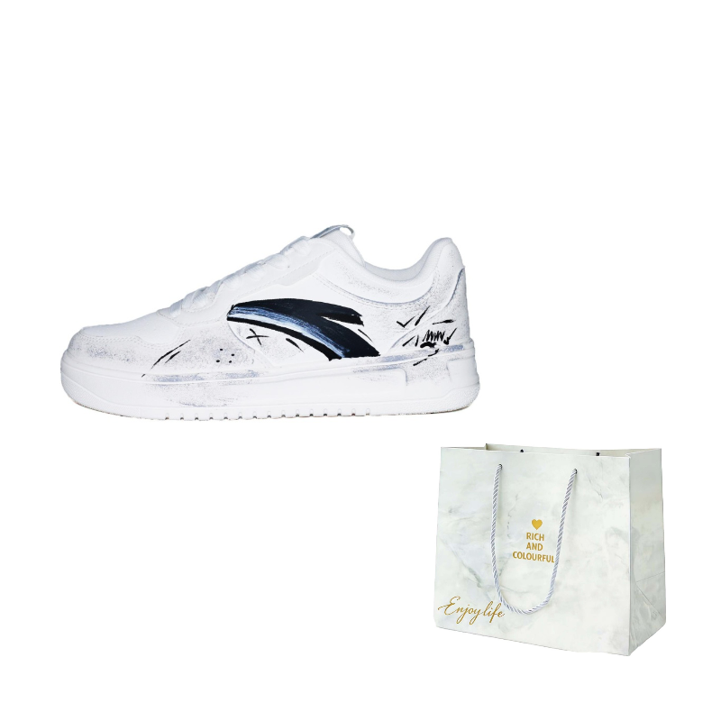 

ANTA Легкие и износостойкие низкие кроссовки для скейтбординга Easy Breeze Xu Lai из искусственной кожи, унисекс, черно-белые