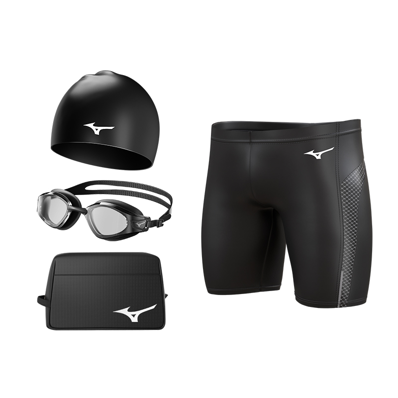 

Наборы для плавания Mizuno, plano four-piece set[square leg swim trunks+swimming cap+swim goggles+swim bag]