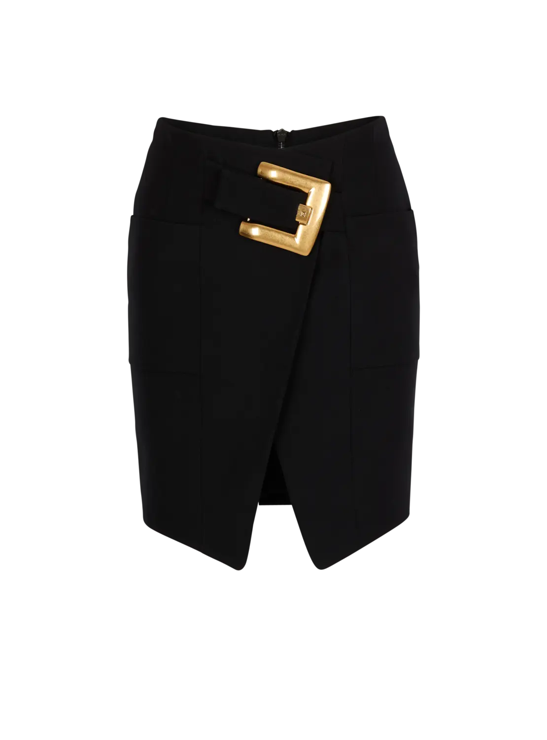 

Короткая юбка из ткани grain de poudre с поясом Balmain, черный